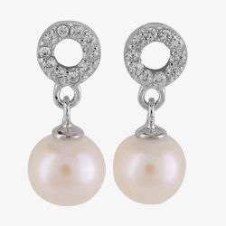 Sterling Silver 7-7.5mm Freshwater Pearl Dropper Earrings EOW70063FW