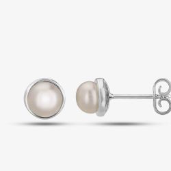 Sterling Silver Freshwater Pearl Stud Earrings EOW70050FW