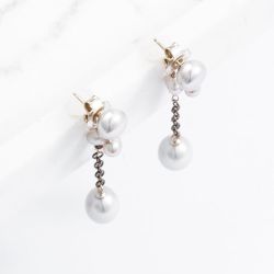 Sterling Silver Grey Pearl Dropper Earrings 918 GREY