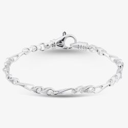 Argentium Silver 7.3 Inch Fancy Figaro Chain Bracelet ARG-943044-7.3