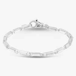 Argentium Silver 7.9 Inch Rectangle Bar Chain Bracelet ARG-943041-7.9