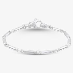 Argentium Silver 7.6 Inch Tube Bar Chain Bracelet ARG-943014-7.6