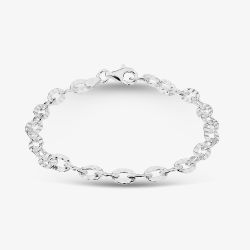 Sterling Silver Anchor Textured Chain Bracelet B5498