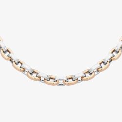 Sterling Silver Rose Gold Plated Two Colour 18 Inch Heavy Oval Link Chain NTN159-S/R