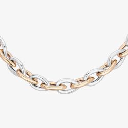 Sterling Silver Rose Gold Plated Two Colour 18 Inch Heavy Pear-Shaped Link Chain NTN180-S/R