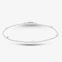 Sterling Silver 23cm Beaded Ball Chain Anklet 8.21.6654