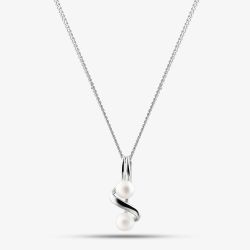 Sterling Silver Double Freshwater Pearl Twist Pendant Necklace PNW70226FW