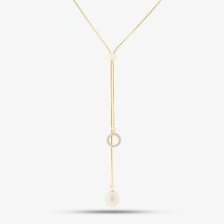 Gold Tone Freshwater Pearl Adjustable Necklace POW70390FW/GP