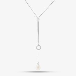 Sterling Silver Freshwater Pearl Adjustable Necklace POW70390FW