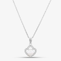 Sterling Silver Freshwater Pearl and Cubic Zirconia Pendant PNW70246FW