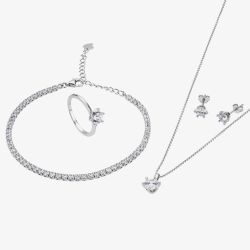 Sterling Silver 6 Claw Cubic Zirconia Jewellery Set ZY00643SET