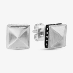 Bourne and Wilde Stainless Steel Square Pyramid Stud Earrings OSE-221S-MATT