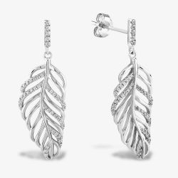 Rosa Lea Pave Large Leaf Earrings AE-950732EA