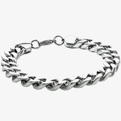 Bourne and Wilde Mens Stainless Steel Chunky Curb Bracelet USS-777SS7.0