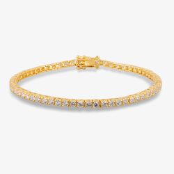 Starbright Gold 2.5mm Round Cubic Zirconia 7.5 Inch Tennis Bracelet B412(2.5M) 7.5~ 3A GP