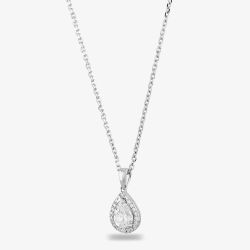 Starbright Silver Pear-cut Cubic Zirconia Halo Pendant THB-01P 3A