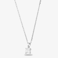 Starbright Silver 6mm Four Claw Square-cut Cubic Zirconia Pendant E304P-6x6M 3A