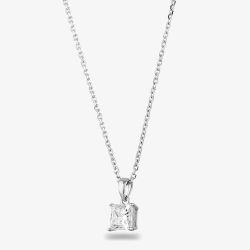 Starbright Silver 7mm Four Claw Square-cut Cubic Zirconia Pendant E304P-7x7M 3A