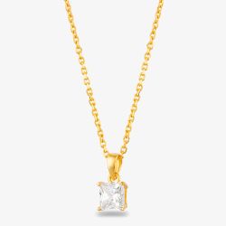 Starbright Gold 6mm Four Claw Square Cubic Zirconia Pendant E304P-6x6M 3A GP