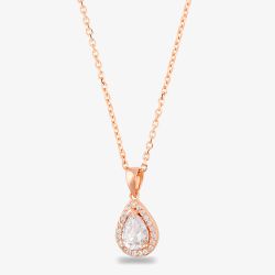 Starbright Rose Pear-cut Cubic Zirconia Halo Pendant THB-01P 3A RGP