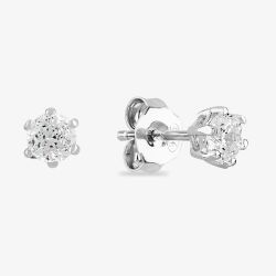 Starbright Silver 4mm Six Claw Round Cubic Zirconia Stud Earrings E2177(4M) 3A