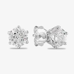Starbright Silver 6mm Six Claw Round Cubic Zirconia Stud Earrings E2177(6M) 3A
