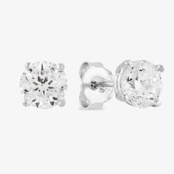 Starbright Silver 6mm Four Claw Cubic Zirconia Stud Earrings E2768(6M) 3A