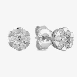 Starbright Silver Small Cubic Zirconia Floral Stud Earrings E4103(3A)