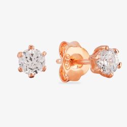 Starbright Rose 4mm Six Claw Cubic Zirconia Stud Earrings E2177(4M) 3A RGP