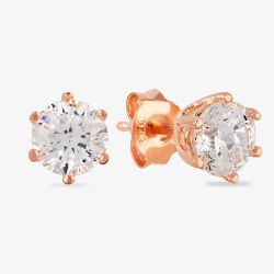 Starbright Rose 6mm Six Claw Cubic Zirconia Stud Earrings E2177(6M) 3A RGP