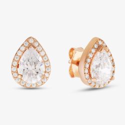 Starbright Rose Pear-Cut Cubic Zirconia Halo Stud Earrings THB-01E (3A) RGP