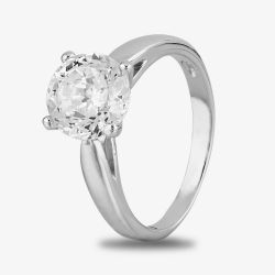Starbright Silver 8mm Four Claw Round Cubic Zirconia Ring R6025(8M) 3A