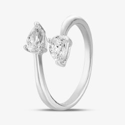 Starbright Silver Pear-Cut Cubic Zirconia Open Ring R699 3A