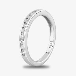 Starbright Silver 2mm Cubic Zirconia Channel Set Half Eternity Ring R4179(2M) 1/3 3A