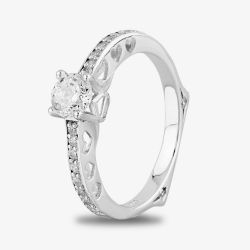 Starbright Silver Cubic Zirconia Cut-Out Heart Shouldered Ring R4449 3A