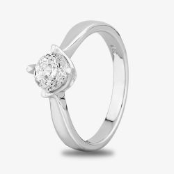 Starbright Silver 5.5mm Four Claw Twist Round Cubic Zirconia Ring R6028(5.5M) 3A