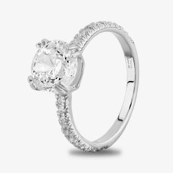 Starbright Silver Cushion-Cut Cubic Zirconia Shouldered Ring R6219 3A