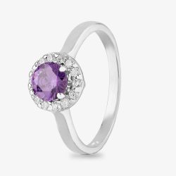 Starbright Sterling Silver Cubic Zirconia Halo Ring P8210R AM