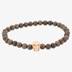 Bourne and Wilde Mens Bronzite and Rose Skull Bracelet OSB-1608RGBN