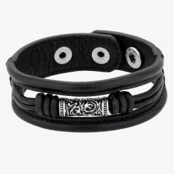 Bourne and Wilde Wide Black Leather Bracelet UR18-06