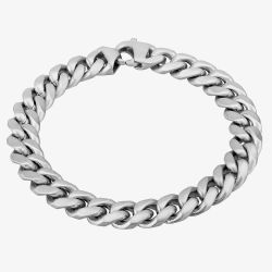 Bourne and Wilde Mens Stainless Steel 21cm Heavy Matte Flat Curb Bracelet STBTH007