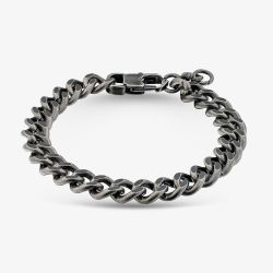Bourne and Wilde Stainless Steel Black Curb Chain Bracelet OSB-2387S-ANTI