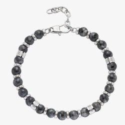 Unique Stainless Steel Grey Labradorite Bead Bracelet LAB-291/21CM