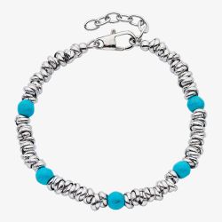 Unique Stainless Steel Turquoise Bead Bracelet LAB-282/21CM