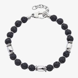 Unique Stainless Steel Lava Stone Bead Bracelet LAB-275/21CM