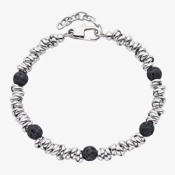 Unique Stainless Steel Lava Stone Chain Bracelet LAB-279/21CM