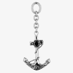 Bourne and Wilde Mens Black Stone Set Anchor Pendant CST-259