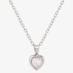Ted Baker HANNELA Silver Tone Crystal Heart Necklace TBJ1681-01-02