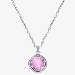 Ted Baker Crastel Silver Tone Pink Crystal Necklace TBJ3692-01-70