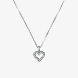 Ted Baker Amore Silver Tone Cubic Zirconia Halo Heart Necklace TBJ3832-01-02